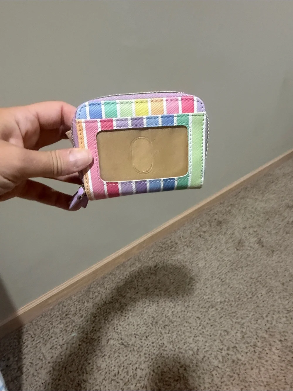 Compact pastel rainbow Women's Zip Card Holder Wallet - Unbranded